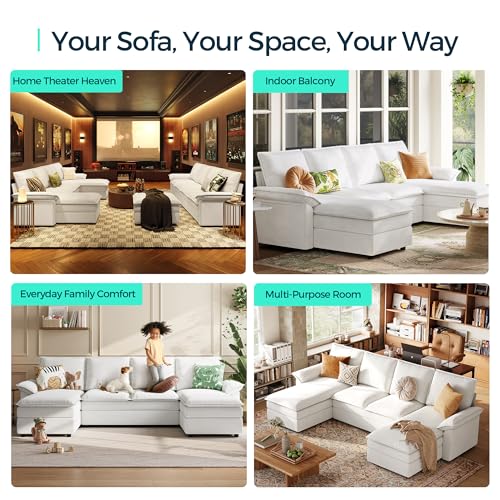 Beige Chenille U Shaped Modular Sectional Sofa with Chaise C499
