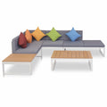 4 Piece Outdoor Conversation Sectional Sofa Set with Coffee Table Aluminum Frame Patio Lounge Set T7749