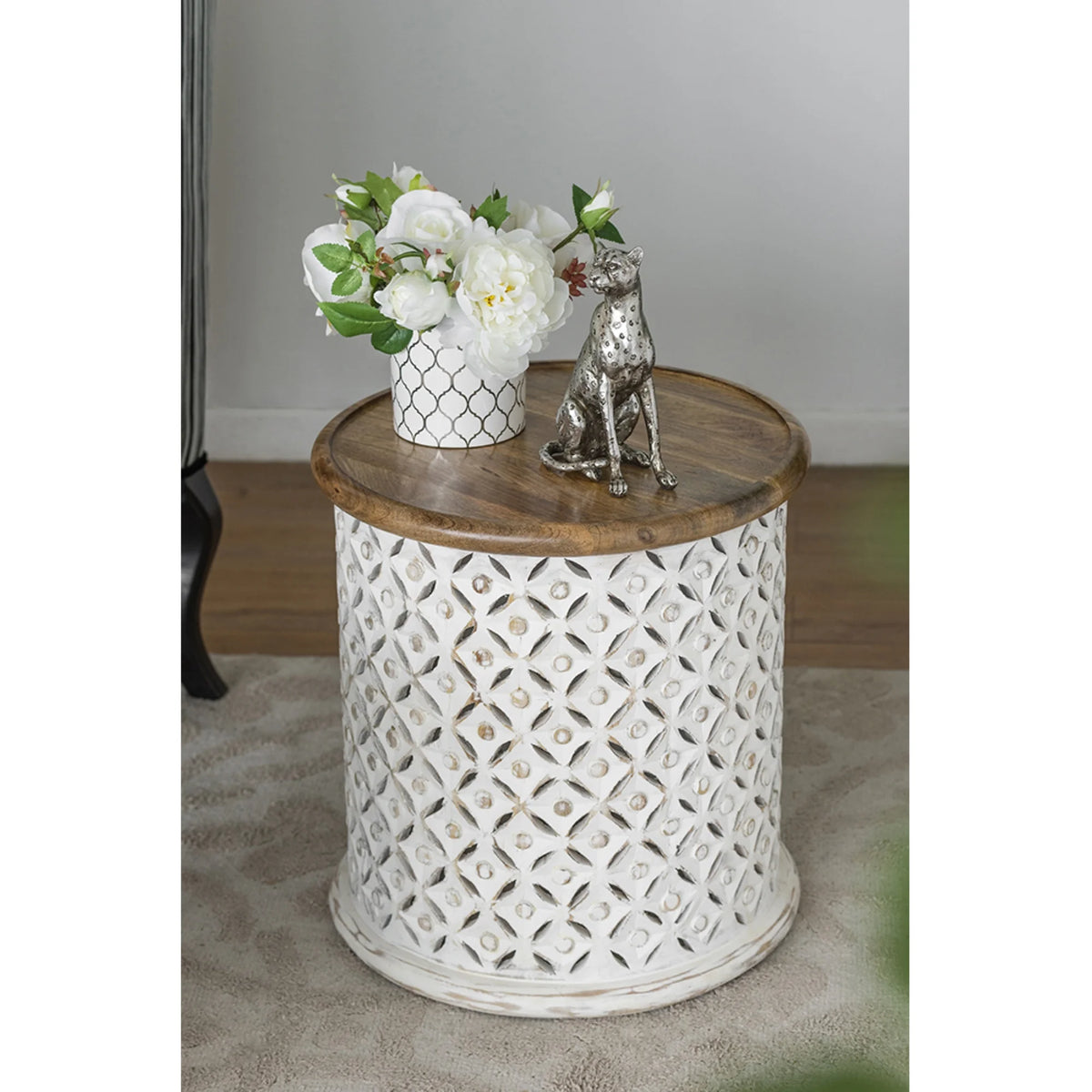 White and Brown Wooden Side Tables 2ct R7833