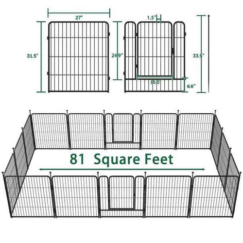 16 Panel 32 Height Dog Playpen with Doors M1349