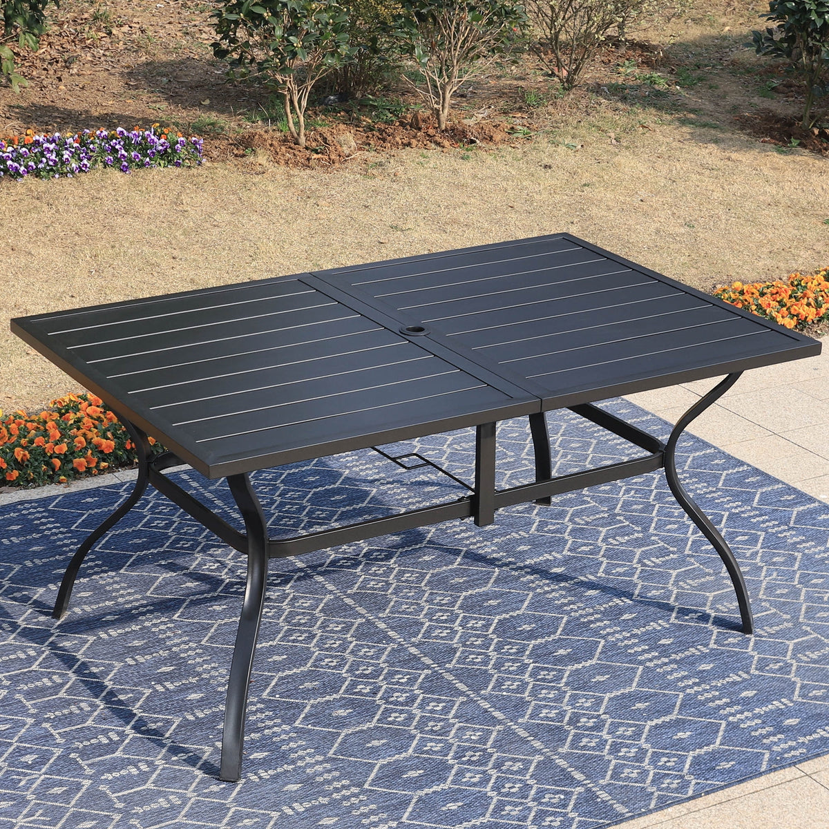 7-Piece Outdoor Patio Dining Set with Rectangle Steel Table & Textilene Chairs D9812
