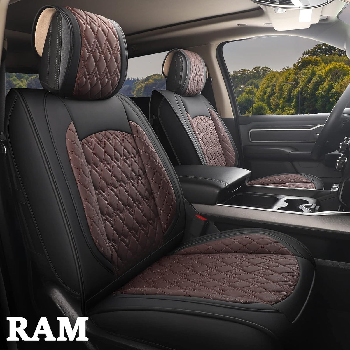 Black-Grey Waterproof Synthetic Leather Seat Covers (5 PCS Full Set) E15894