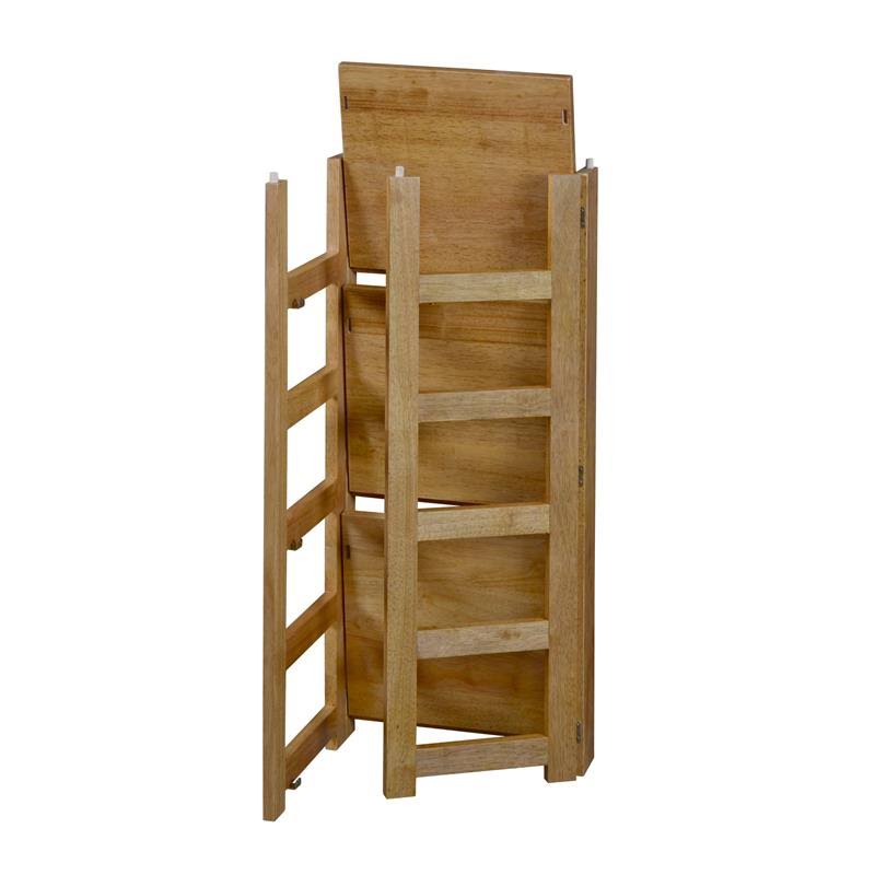 Medium Oak Grey Square Folding Bookcase with Fabric Bins E190610