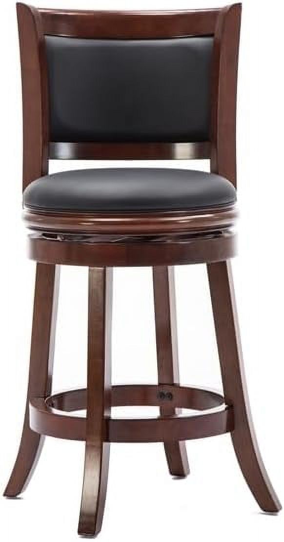 Mid-Century Wood Swivel Stool in Cherry/Black M47683