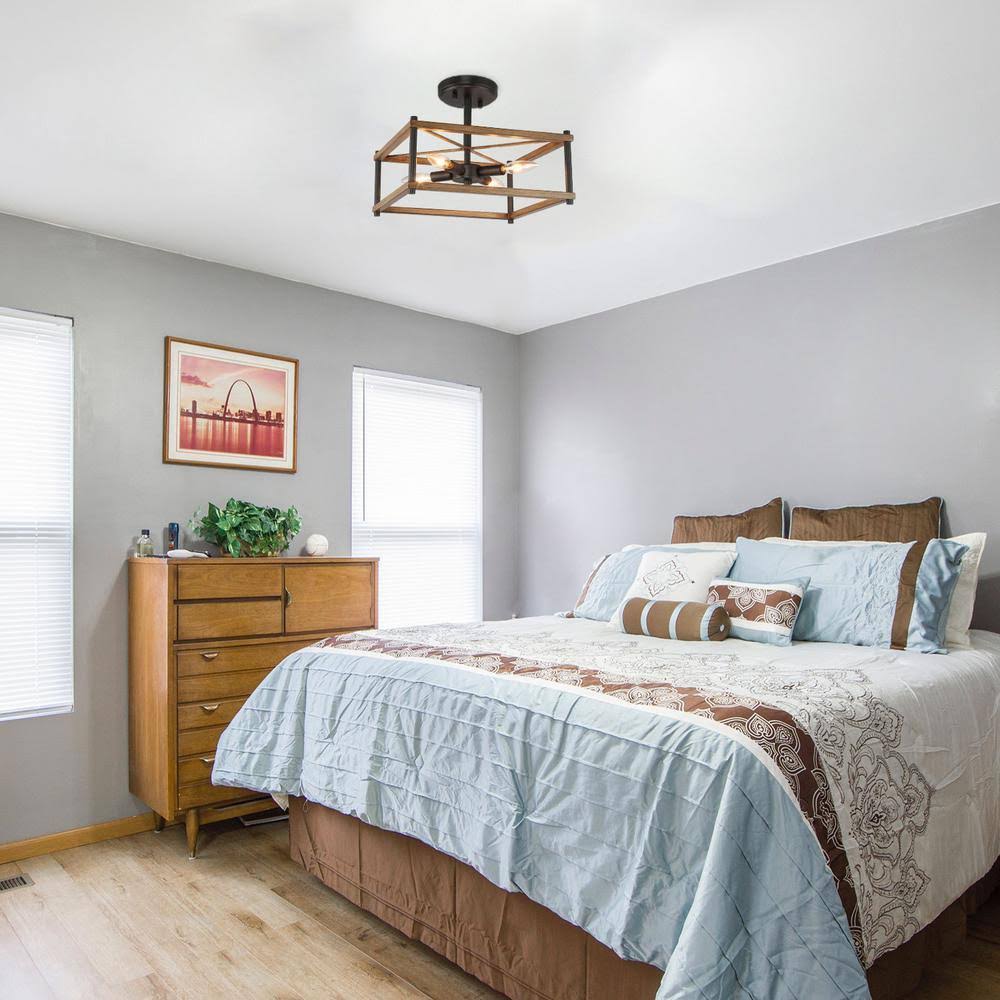 Black Modern Rustic Semi Flush Mount Ceiling Light D7645