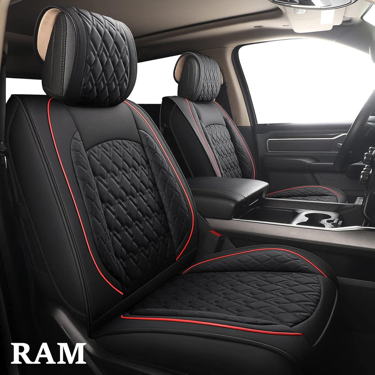 Black-Grey Waterproof Synthetic Leather Seat Covers (5 PCS Full Set) E15894