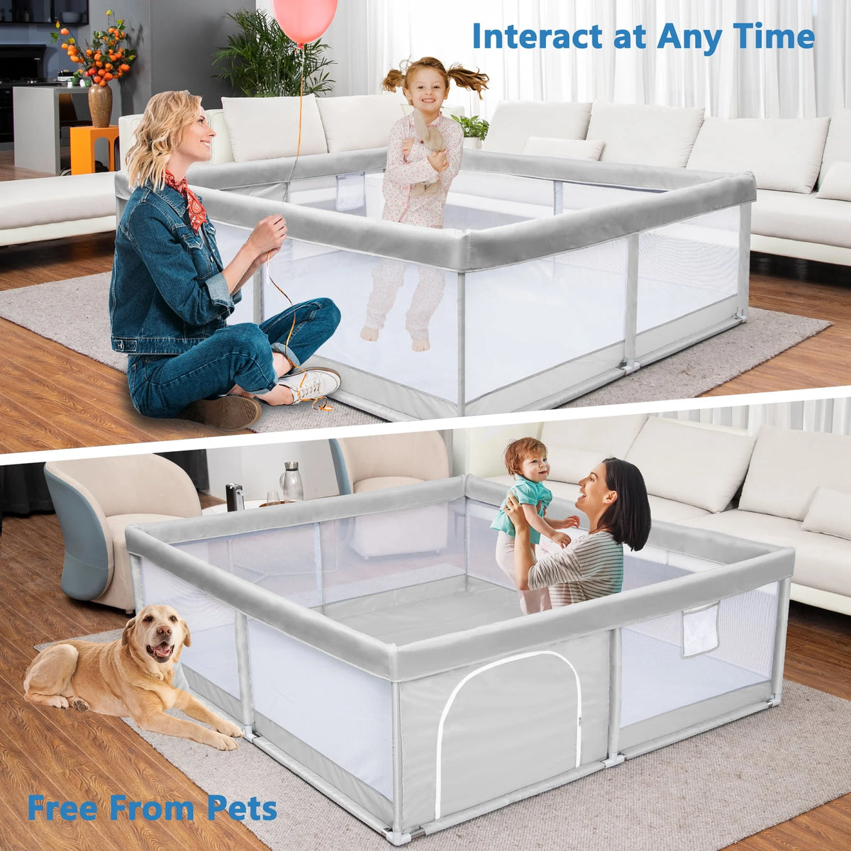 Large Gray Baby Playpen Q398662