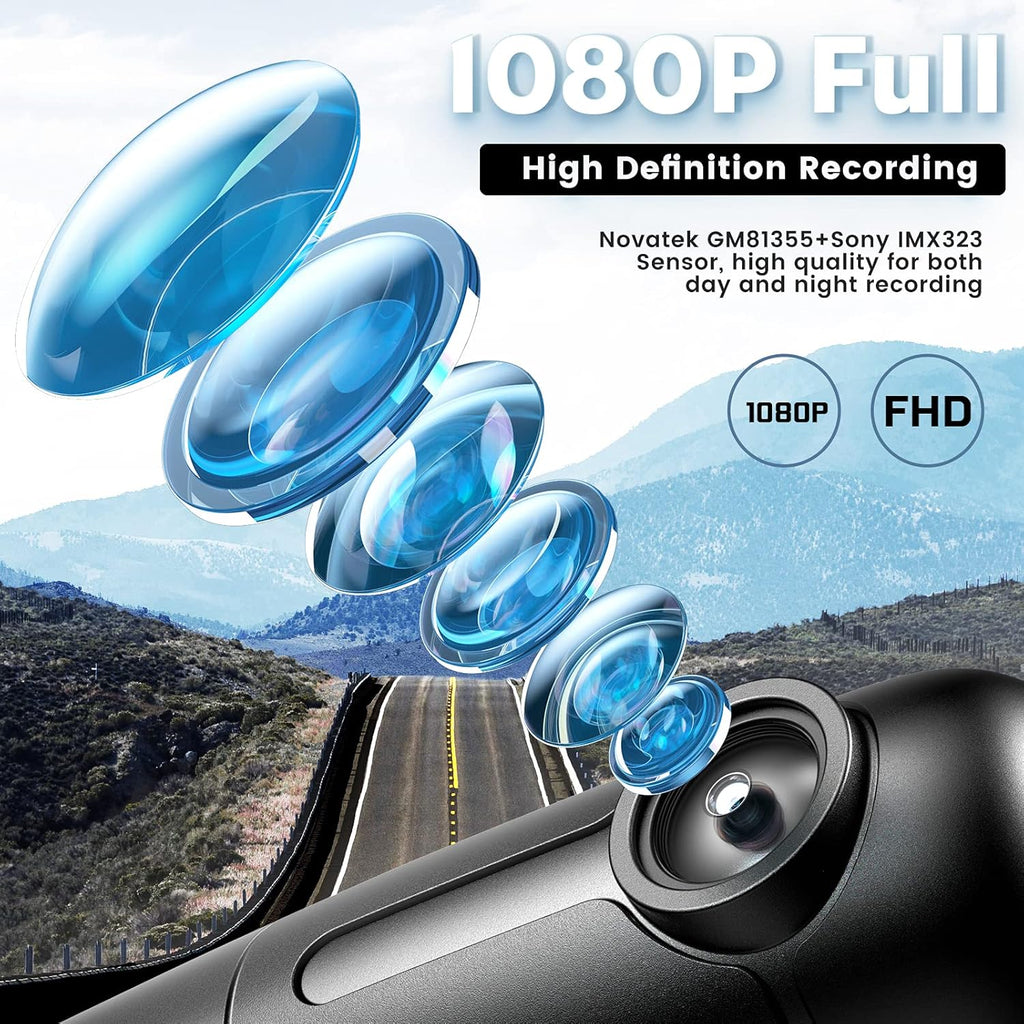 Small WiFi Dash Cam Camera 1080p 30fps G-Sensor Loop Recording Pack of 2 I62634