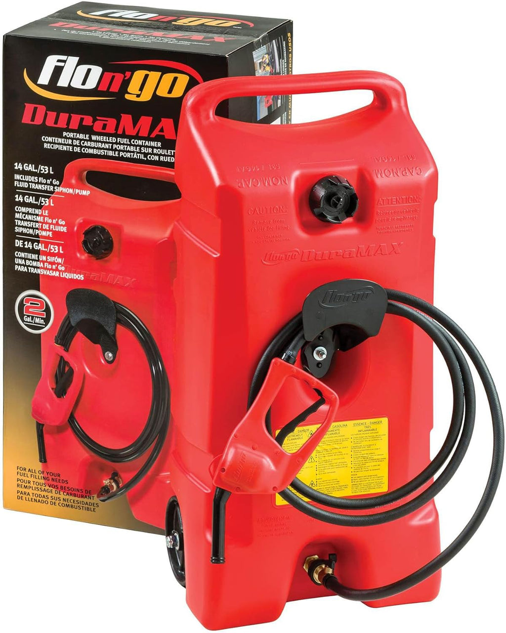 14 Gallon Portable Gas Fuel Tank Container with Siphon Pump and Hose, 2 Pack, Red H352208