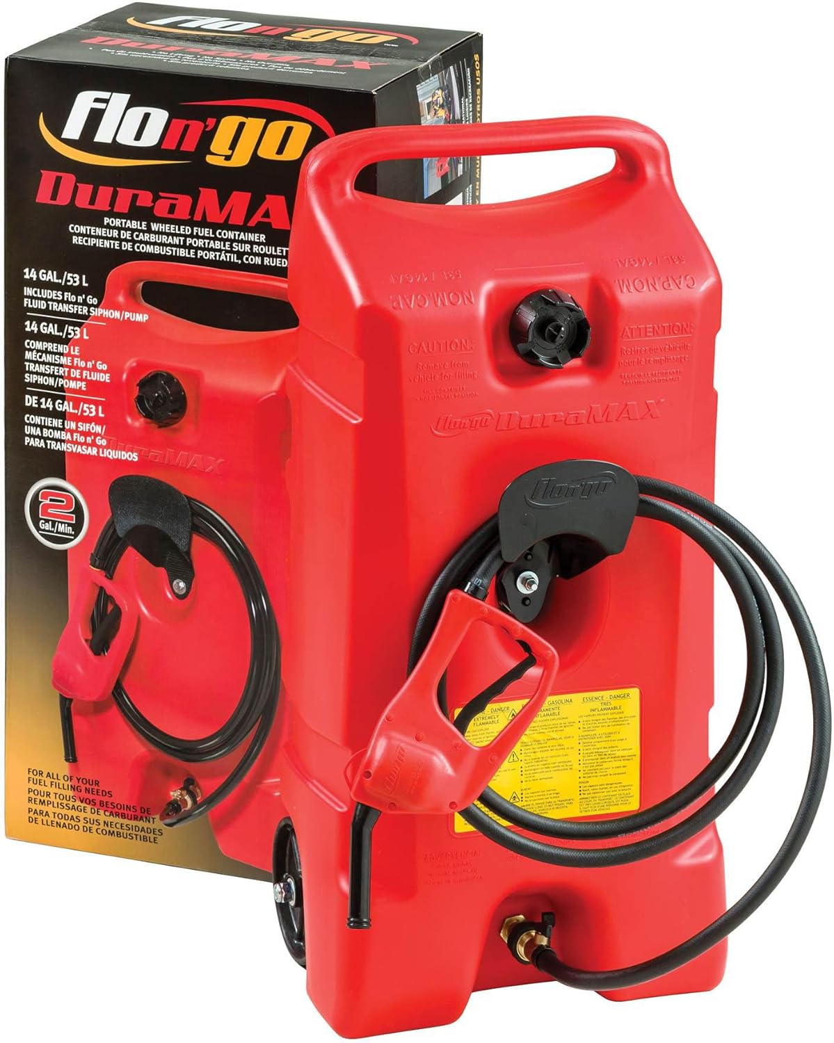 14 Gallon Portable Gas Fuel Tank Container with Siphon Pump and Hose, 2 Pack, Red H352208