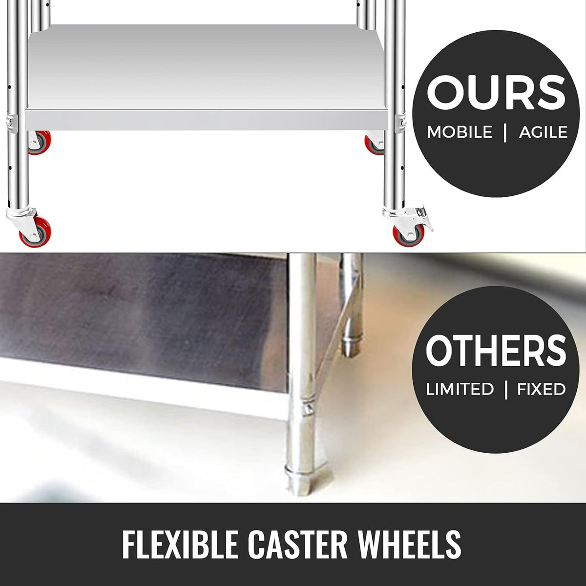 Stainless Steel Work Table with Wheels 24 x 12 x 32 Inch Q271243