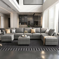 Grey U Shaped Sectional Sofa with Storage Ottomans U86738