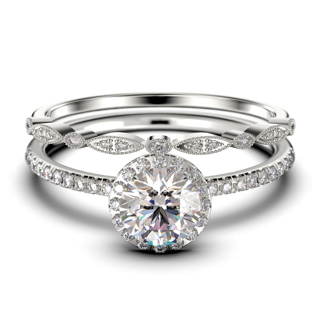 2.00 Carat Round Cut Moissanite Engagement Ring in 10k Solid White Gold E36390