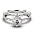 2.00 Carat Round Cut Moissanite Engagement Ring in 10k Solid White Gold E36390