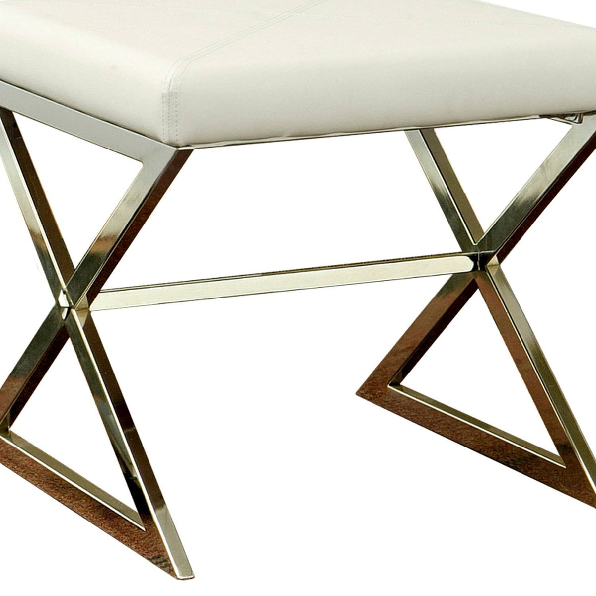 Contemporary Upholstered Stool Metal Base White S96668