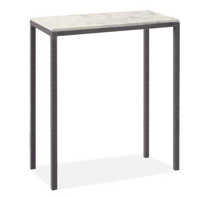 White Marbled Quartz Top Bar Table with Steel Base D85484