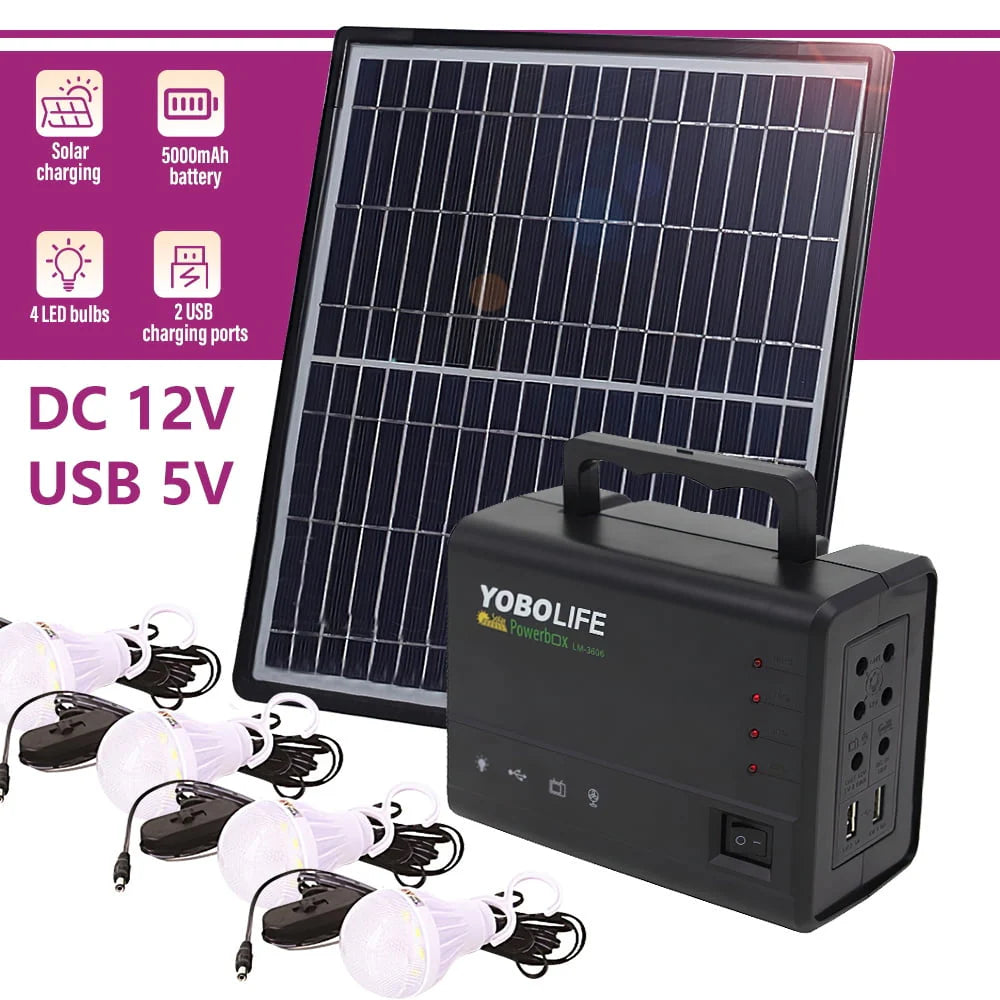 Solar Generator with Solar Panel and LED Lights J61528