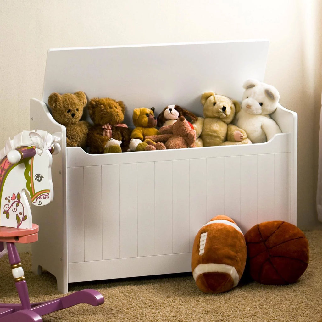 Wood Storage Bench in White F36426
