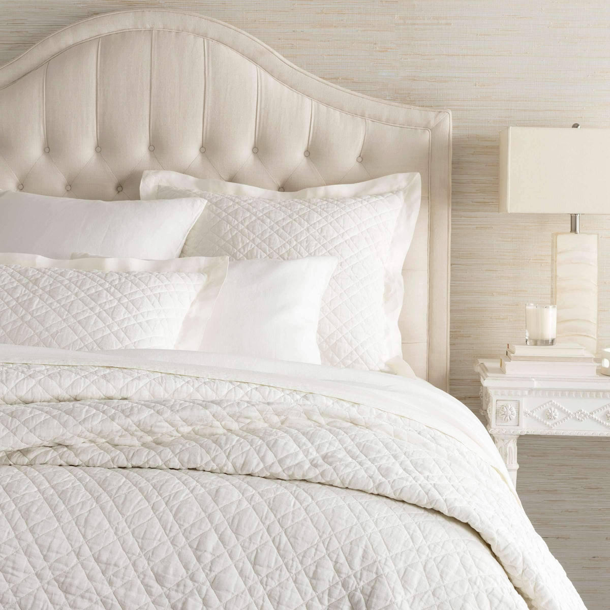 King Washed Linen Ivory Quilt Y7391