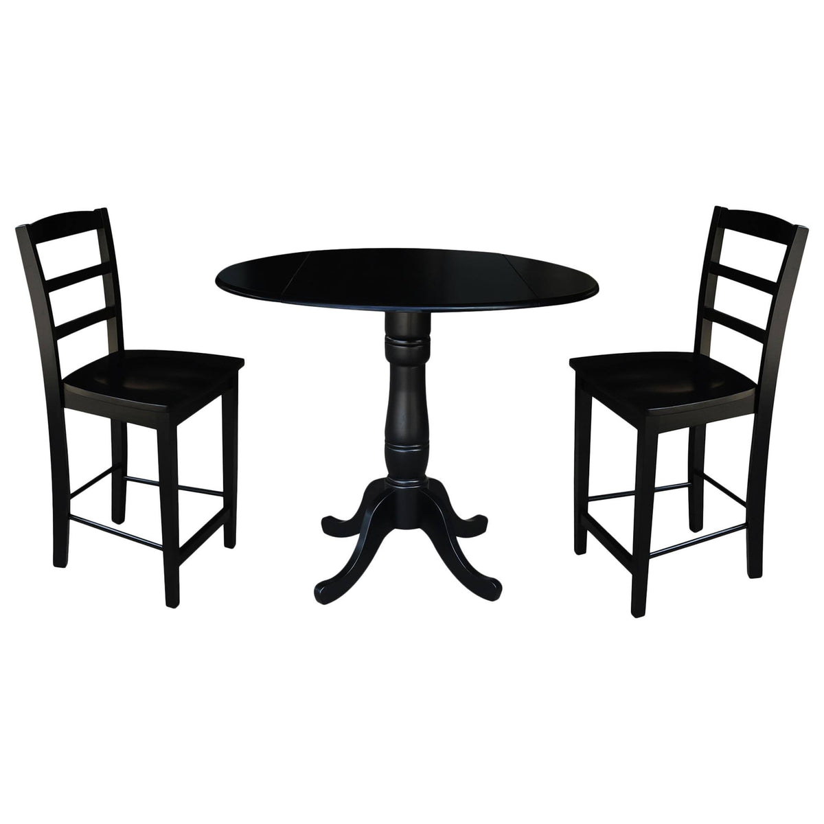 Round Pedestal Gathering Height Table with 2 Counter Height Stools, Black C326737