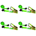 Green Ratchet Strap with Black Flat Hook 4 Pack R23401