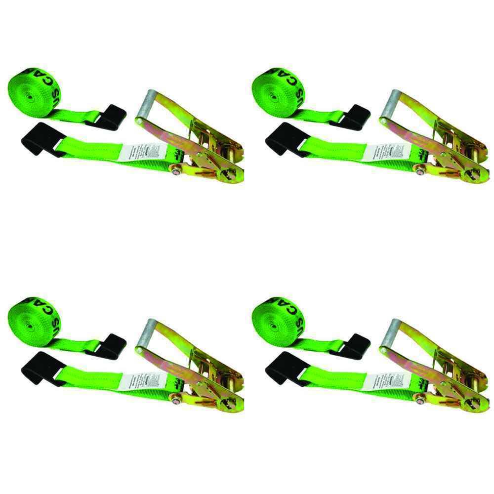 Green Ratchet Strap with Black Flat Hook 4 Pack R23401