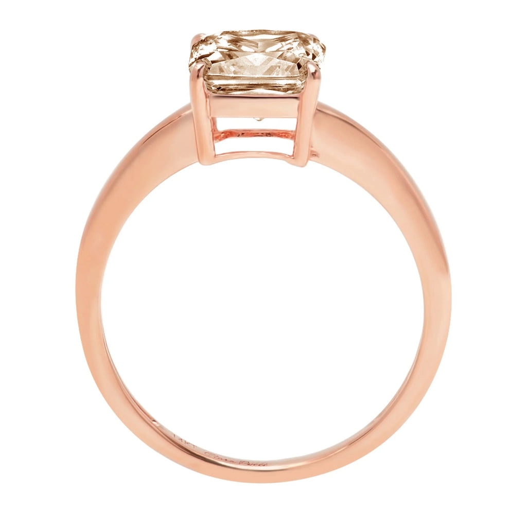 2.0ct Asscher Cut Champagne Simulated Diamond 18k Rose Gold Ring Size 3.5 N4708
