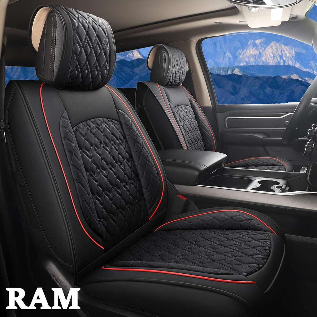 Black-Grey Waterproof Synthetic Leather Seat Covers (5 PCS Full Set) E15894