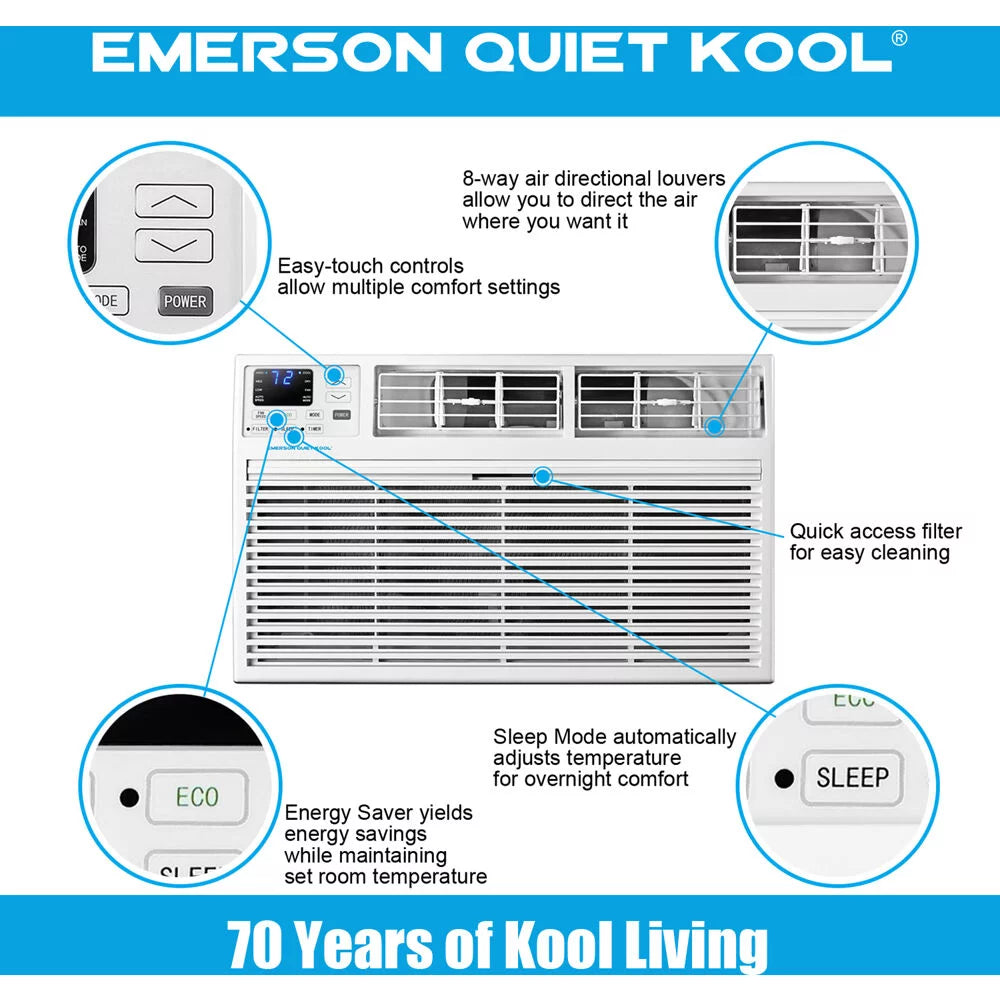 10,000 BTU 115-Volt Through-the-Wall Air Conditioner with Remote, White O8395