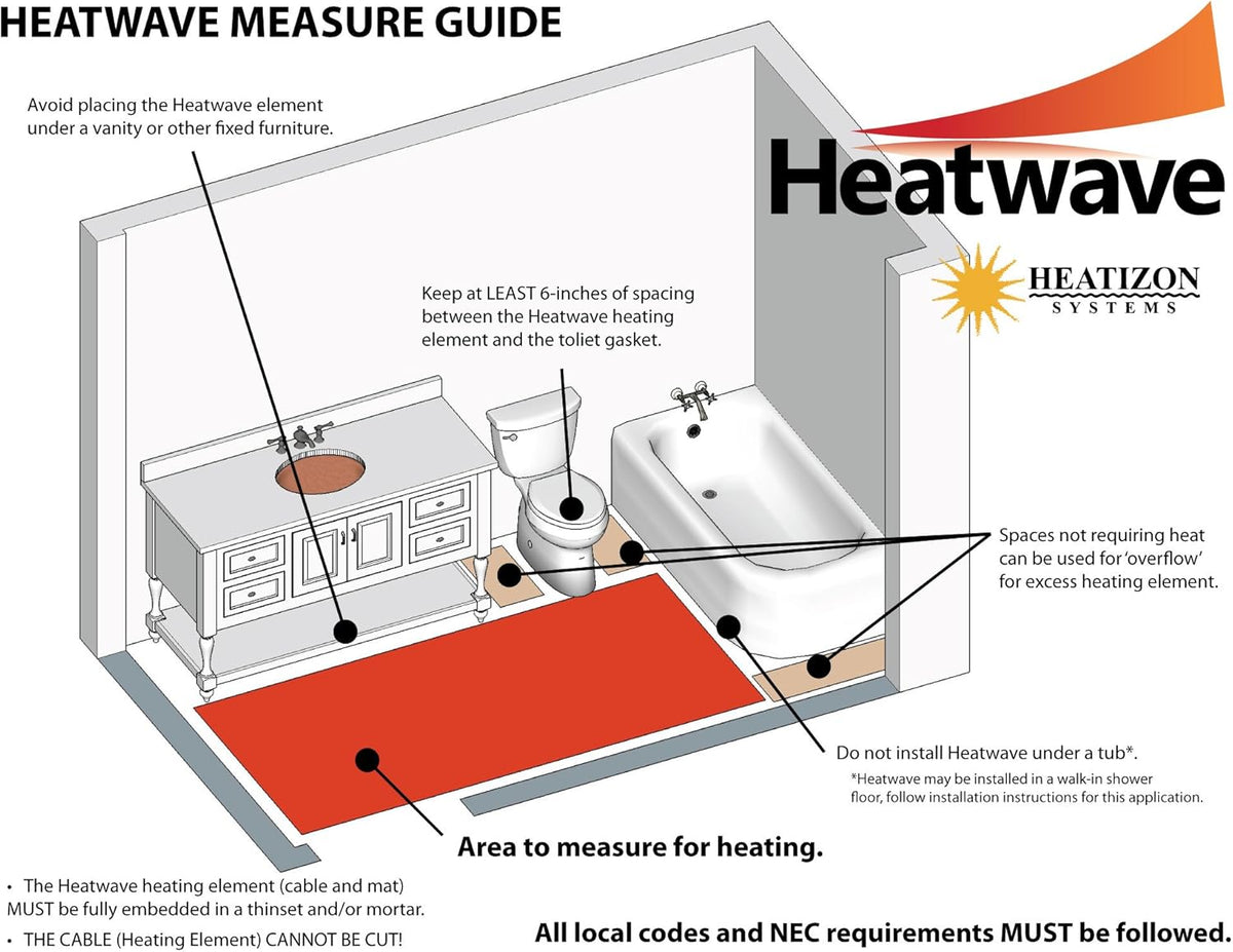 Floor Heating Cable 120V with Programmable Thermostat V1144