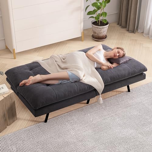 Faux Leather Memory Foam Convertible Futon Sofa Bed X671