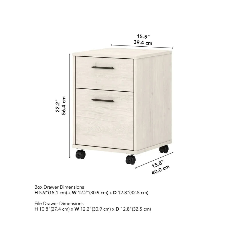 2 Drawer Farmhouse Wood Mobile File Cabinet in Oak Q789