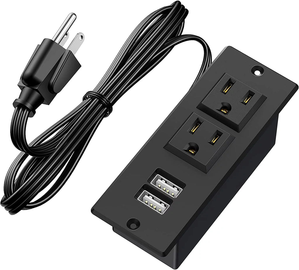 Recessed Power Strip with USB, 2 AC Outlets & 2 USB Ports N9704