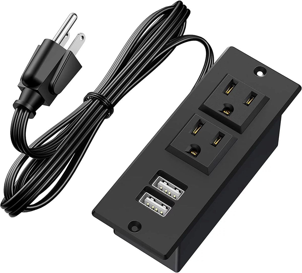 Recessed Power Strip with USB, 2 AC Outlets & 2 USB Ports N9704