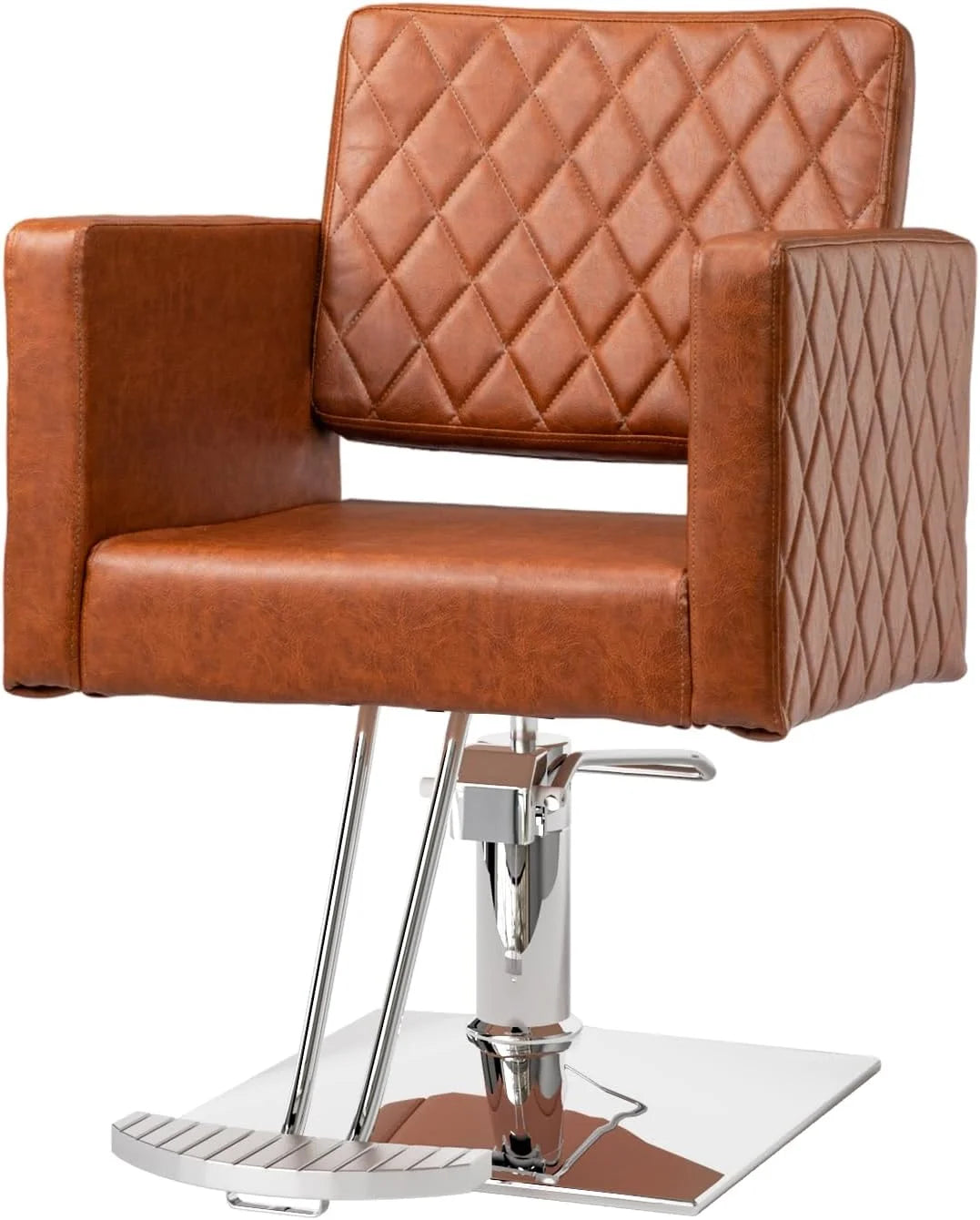 Brown Hydraulic Barber Chair with Aluminium Alloy Footrest O71129