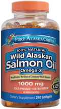 Omega-3 Wild Alaskan Salmon Oil 1000mg 210 Softgels Pack of 2 X19499