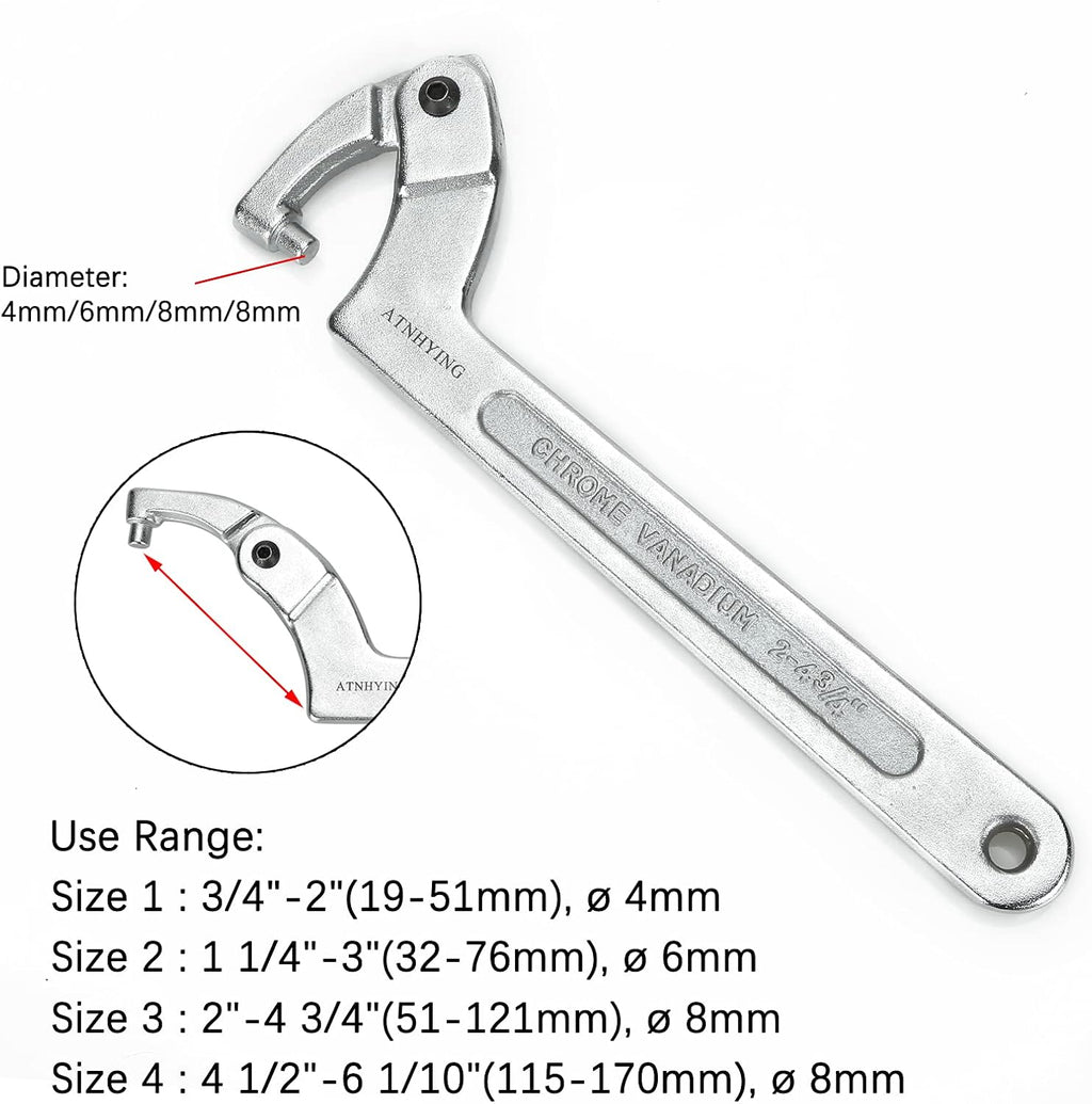 4 Pc Adjustable C Pin Spanner Wrench Set W33320