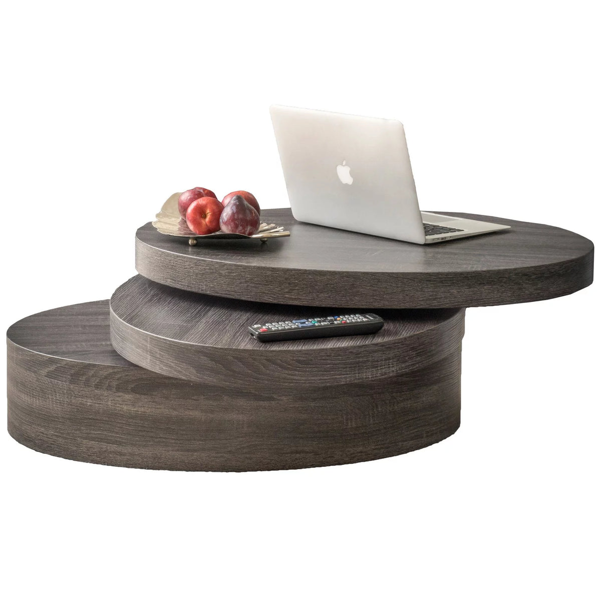 Oval Rotating Wood Coffee Table E534