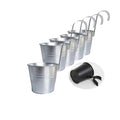 5 Pack Black Metal Hanging Plant Pots with Removable Hooks P8776
