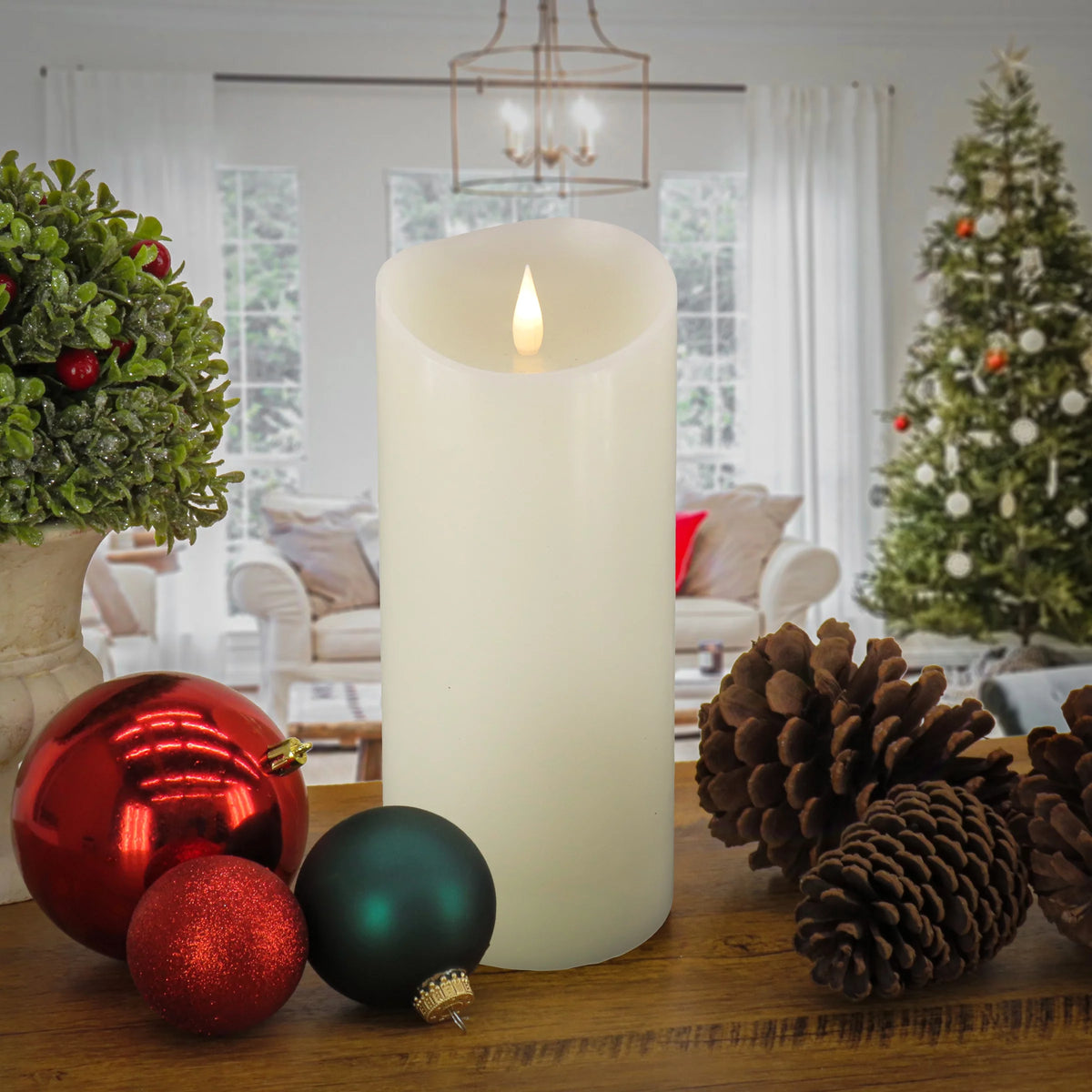 Flameless Candle with Remote, Ivory, 10 in X8393