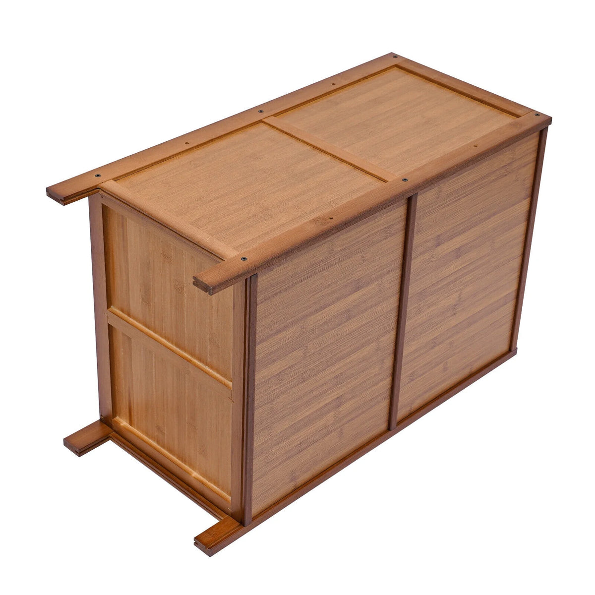 Dark Brown Rattan Nightstand with Door Drawer N741579