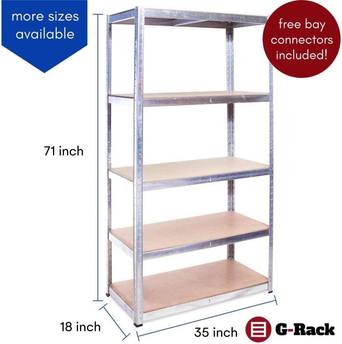 Heavy Duty Garage Shelving Units, 71" H x 35" L x 12" W, Blue V661
