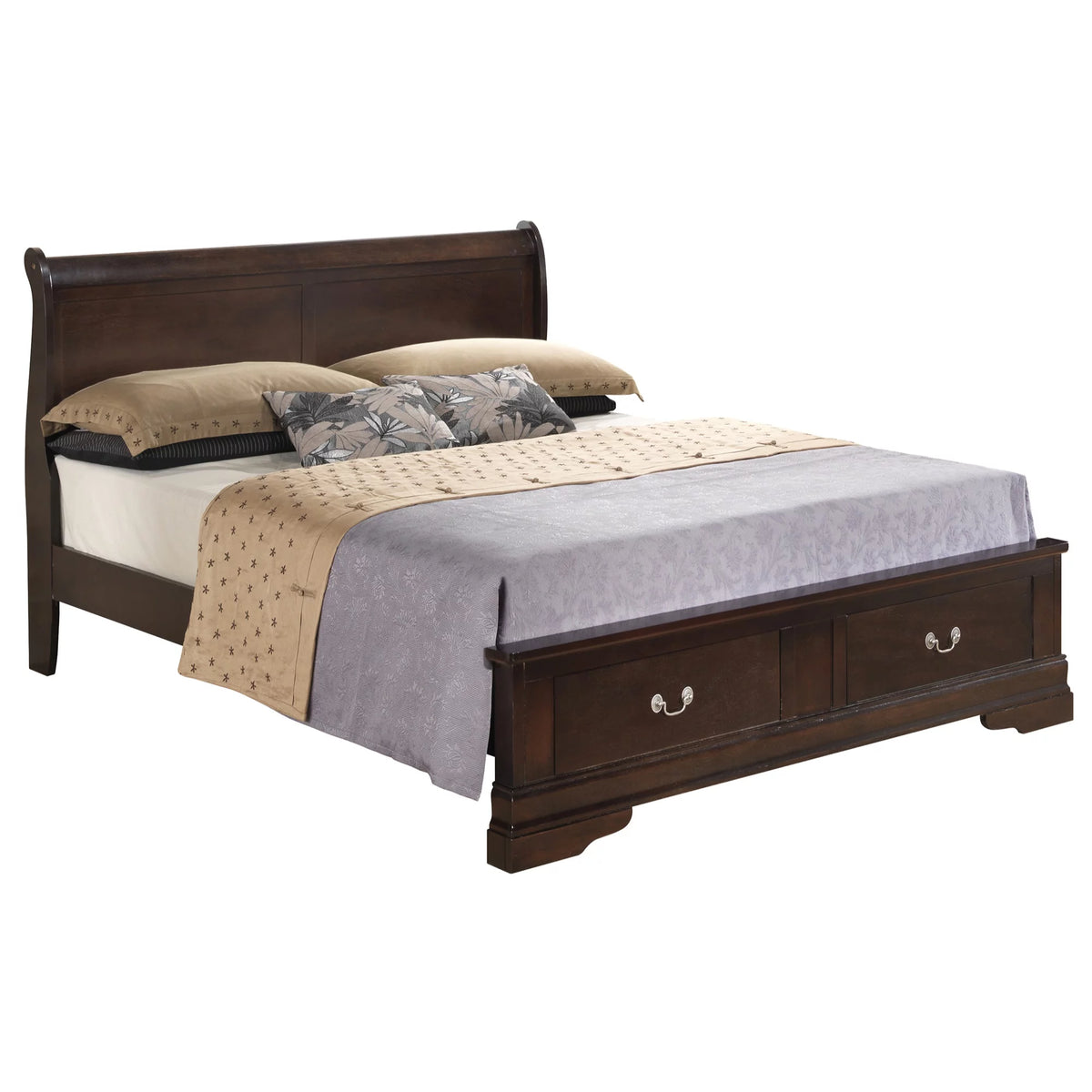 Cappuccino Full Storage Sleigh Bed with 2 Drawers Z90076