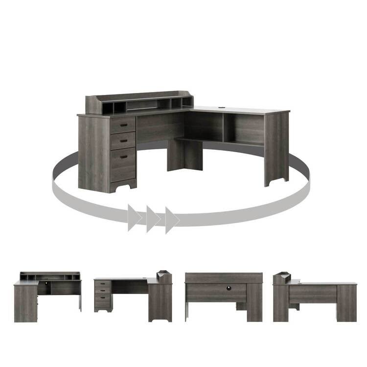 Weathered Oak L-Shaped Desk Z65900
