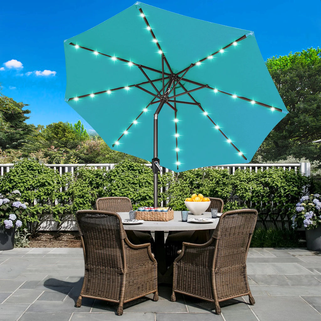 Turquoise Patio Solar Umbrella with Tilt and Crank G8785