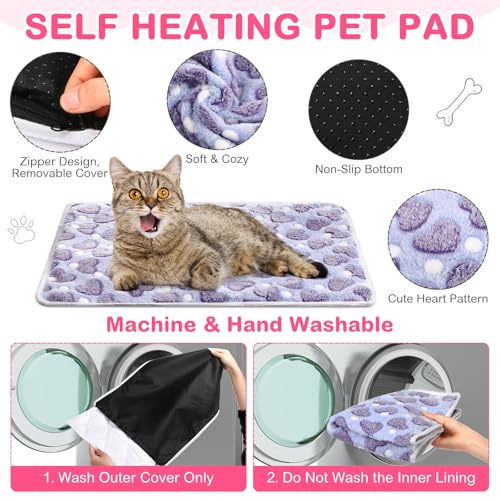 4 Pack Self Warming Cat Bed with Removable Cover, 16 x 20 Inches D87619