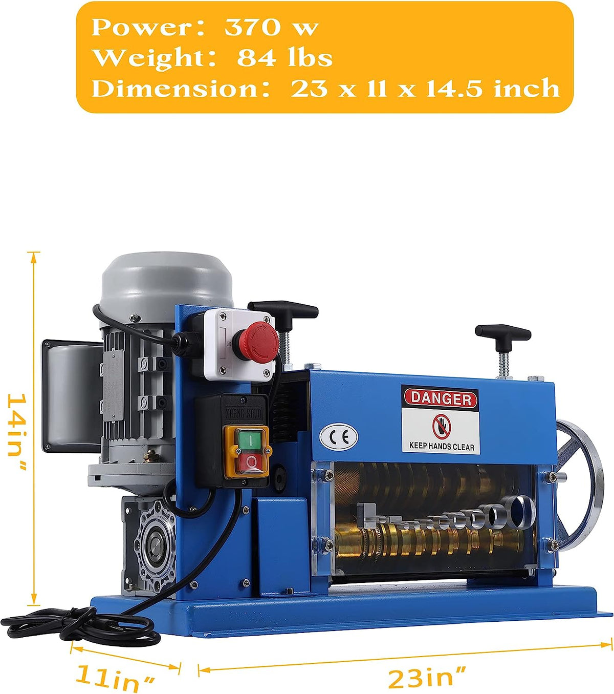 Automatic Wire Stripping Machine for 0.06" -1.5", 75 ft/min, with Extra Manual Crank S3403