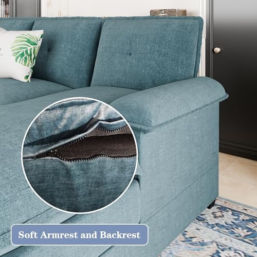 110" U-Shaped 4 Seat Sectional Sofa with Double Chaise, Beige P975