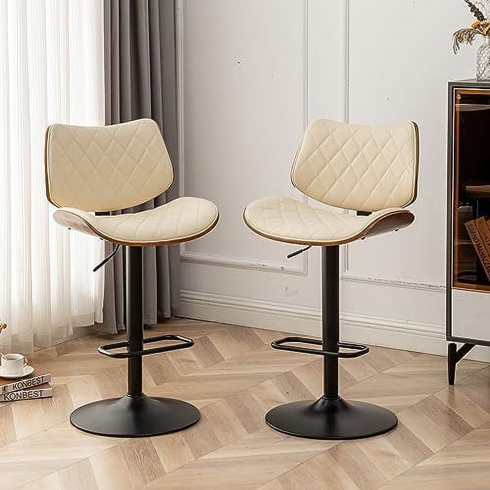 Green Leather Swivel Counter Height Stools Set of 2 W28311