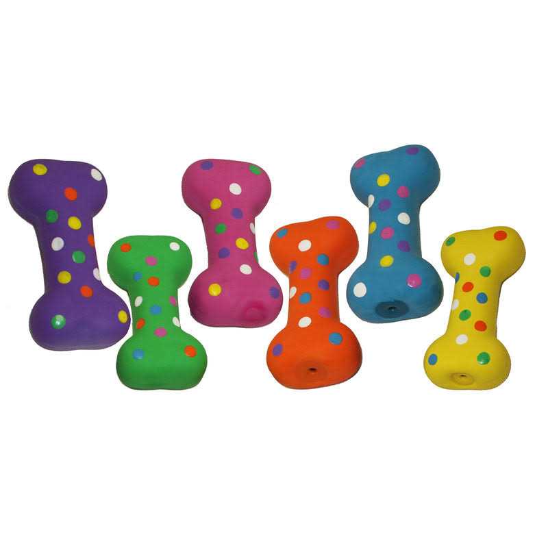 Small Latex Polka-Dot Bone Dog Toy K3245